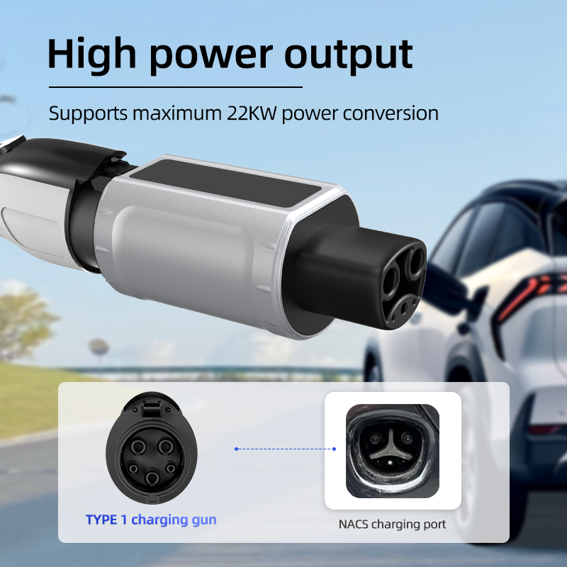 Type 1 to NACS EV Charging Adapter, 220V, AC Slow Charging, Plug-and-Play, Portable Design
