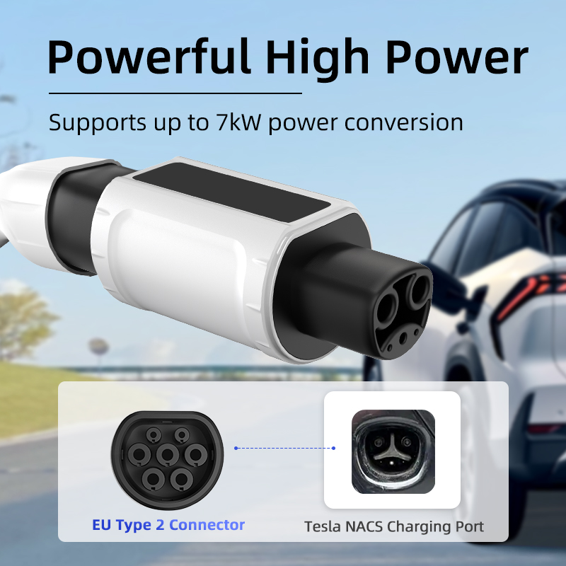 Type 2 to NACS EV Charging Adapter, 220V, AC Slow Charging, Plug-and-Play, Portable