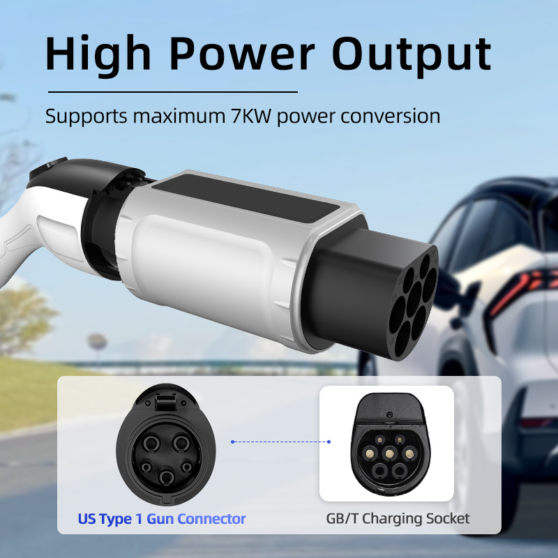 Type 1 to GB/T EV Charging Adapter, 220V, AC Slow Charging, Plug-and-Play, Portable Design