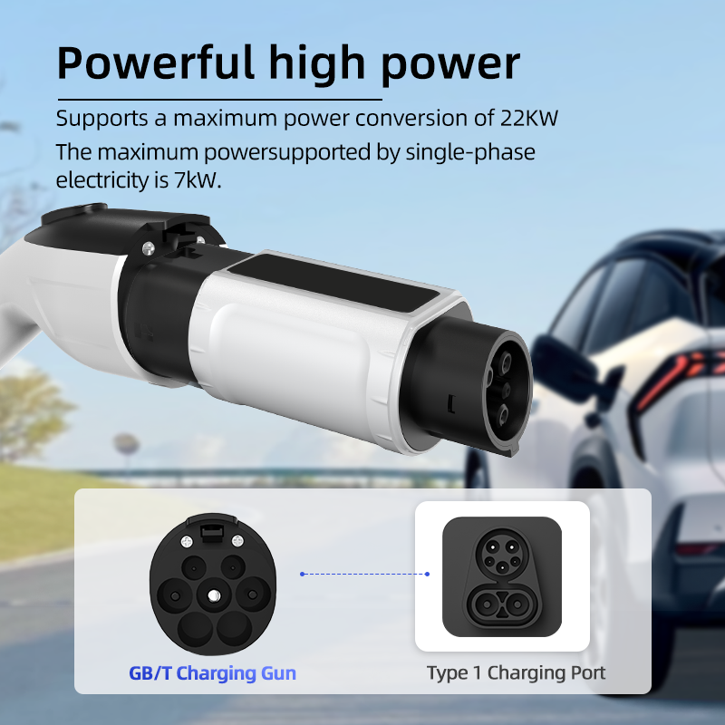 GB/T to Type 1 EV Charging Adapter, 220V, AC Slow Charging, Portable Design