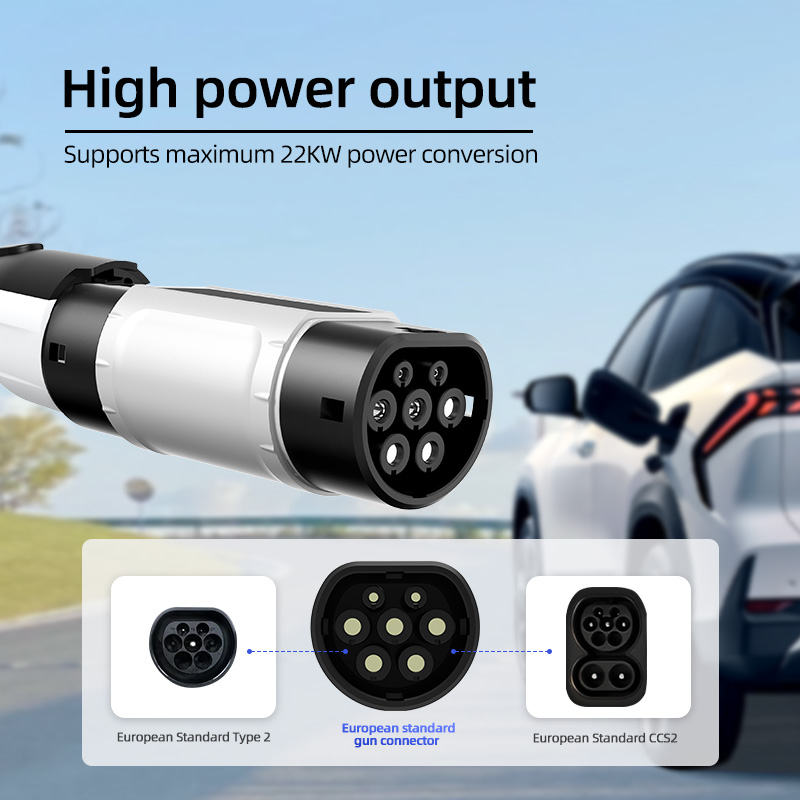 GB/T to Type 2 EV Charging Adapter, AC Slow Charging, Plug-and-Play, Portable Design
