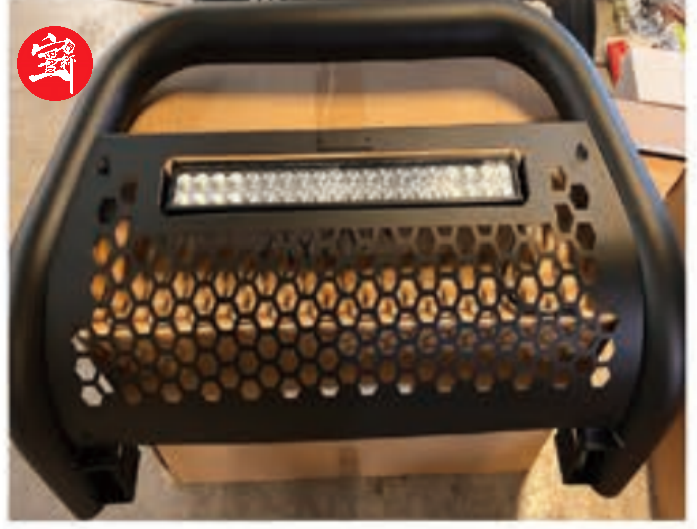 LK Grille Guard for Pickup Trucks, All-Black Steel, LED Auxiliary Lighting, Corrosion Resistant Coating
