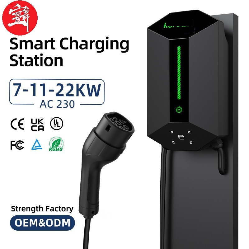 7-11-22kW Smart AC EV Charging Station, Type 2, 230V, Wall-Mounted