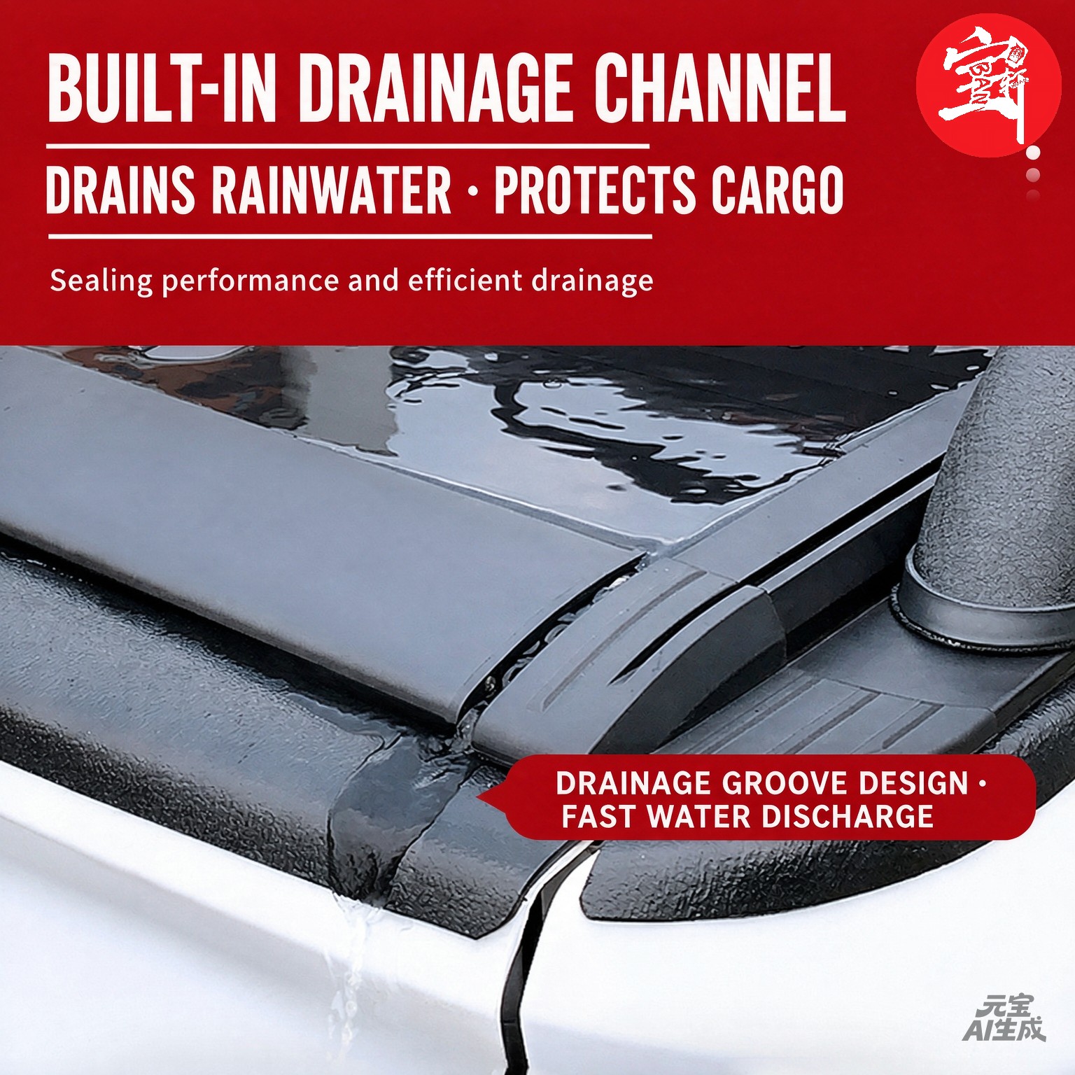 Waterproof Aluminum Pickup Bed Cover with Built-in Drainage Channel for Rainy Days