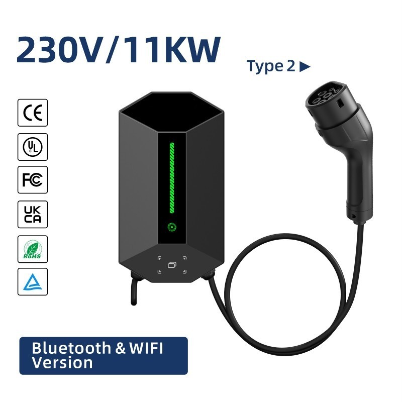 7-11-22kW Smart AC EV Charging Station, Type 2, 230V, Wall-Mounted