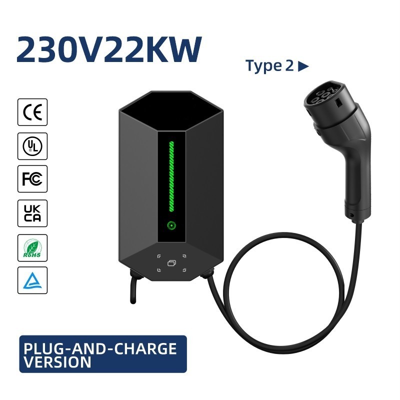 7-11-22kW Smart AC EV Charging Station, Type 2, 230V, Wall-Mounted