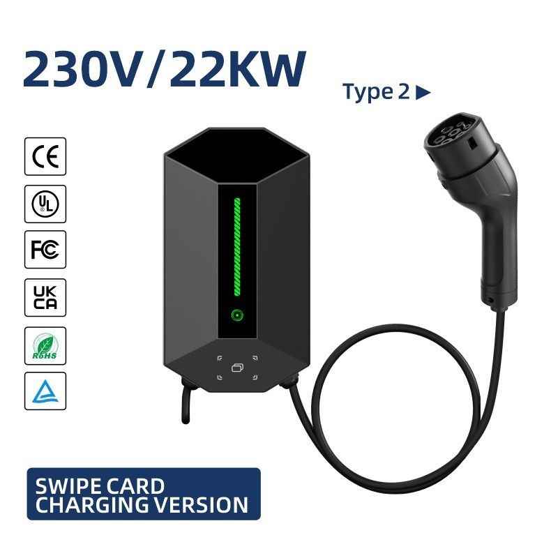 7-11-22kW Smart AC EV Charging Station, Type 2, 230V, Wall-Mounted