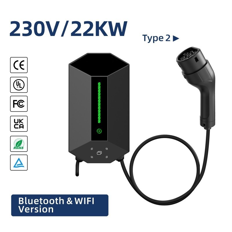 7-11-22kW Smart AC EV Charging Station, Type 2, 230V, Wall-Mounted