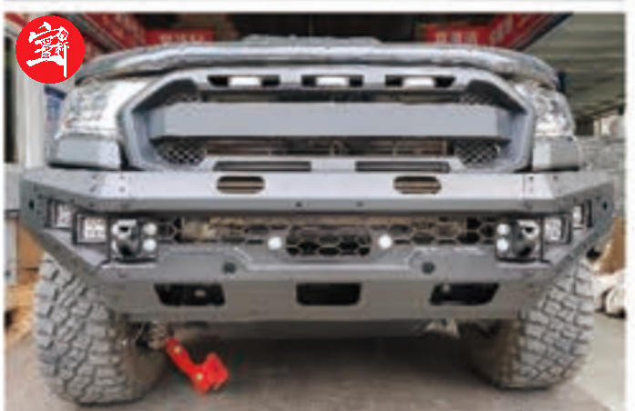 Heavy-Duty Ranger Front Bumper, High-Strength Steel, LED Lights, Off-Road Protection, Powder-Coated Finish
