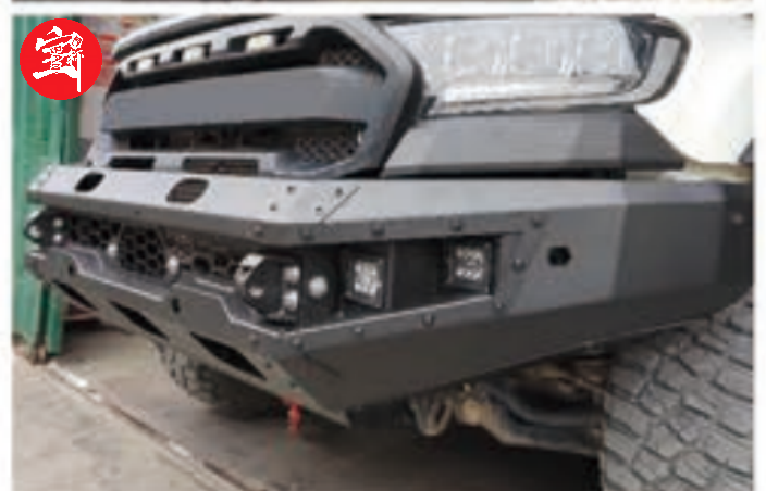 Heavy-Duty Ranger Front Bumper, High-Strength Steel, LED Lights, Off-Road Protection, Powder-Coated Finish