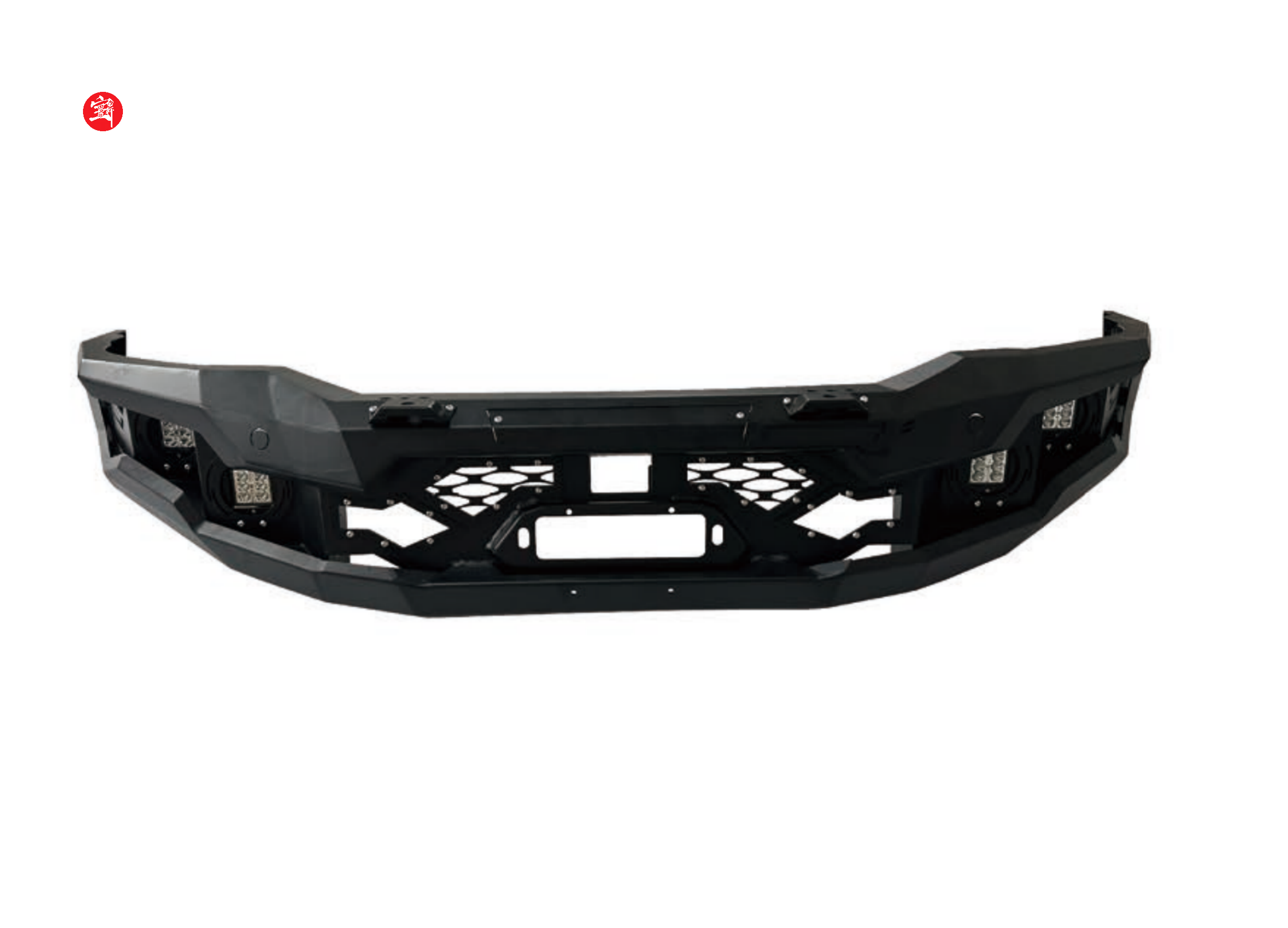 Heavy-Duty AM Front Bumper, 4 LED Lights, 800-Hour Anti-Aging Finish, Off-Road Pickup Protection