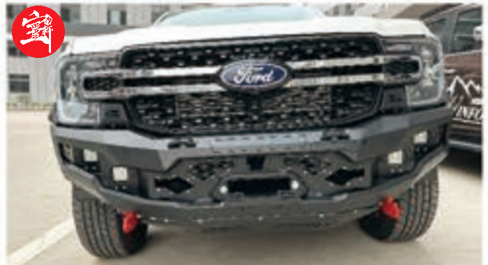 Heavy-Duty AM Front Bumper, 4 LED Lights, 800-Hour Anti-Aging Finish, Off-Road Pickup Protection