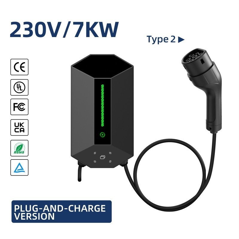 7-11-22kW Smart AC EV Charging Station, Type 2, 230V, Wall-Mounted