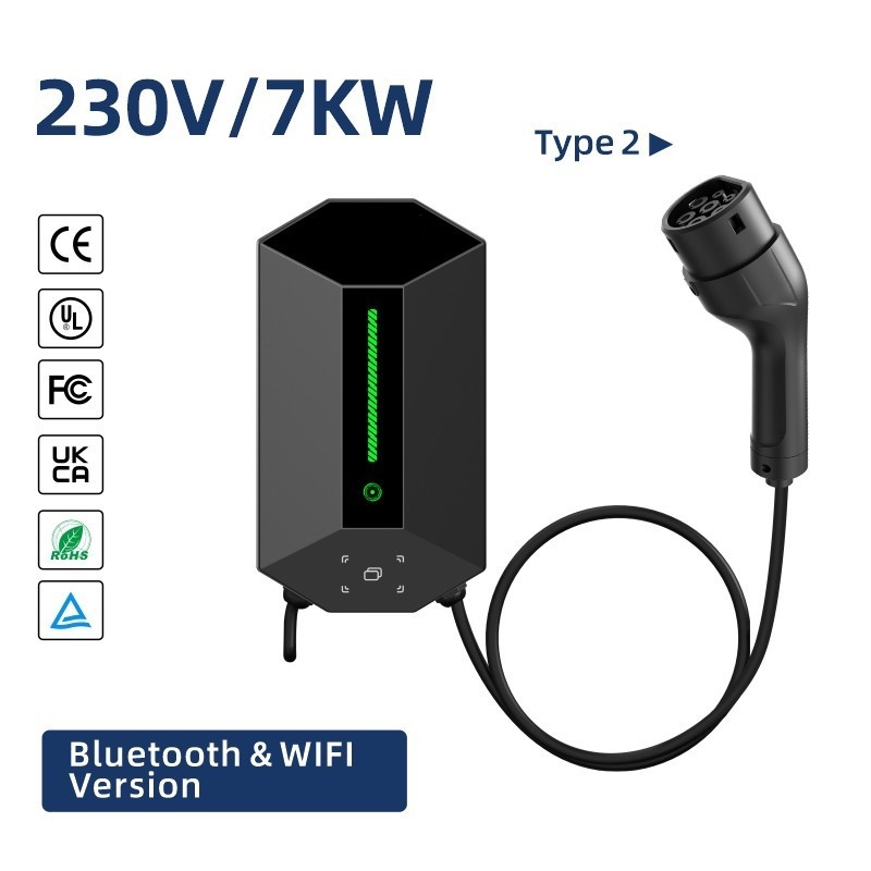 7-11-22kW Smart AC EV Charging Station, Type 2, 230V, Wall-Mounted