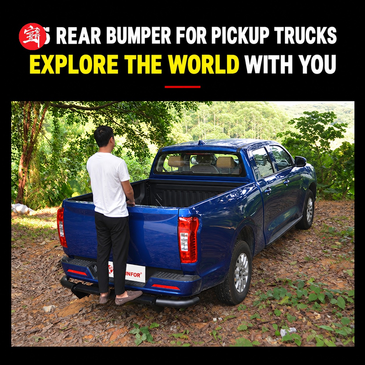 Heavy Duty Pickup A6 Rear Bumper with Towing Hitch and Anti-Slip Step for Off-Road Trucks