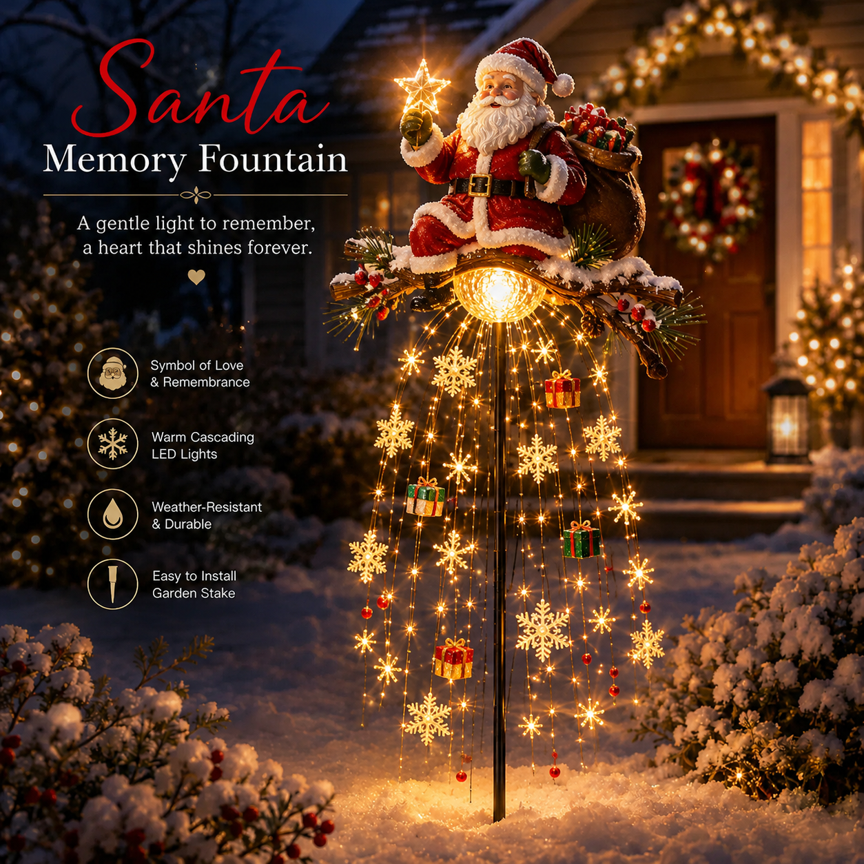 ❤️ Cardinal Memory Fountain – Lighted Christmas Remembrance Garden Decor