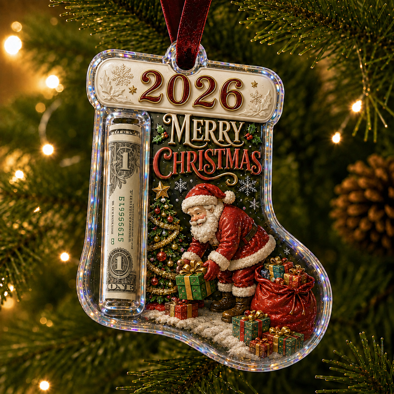 🎁 Last Day70% OFF-Cash Clip Christmas Tree Ornament – Novelty Holiday Money Gift Clip | 10 Festive Styles