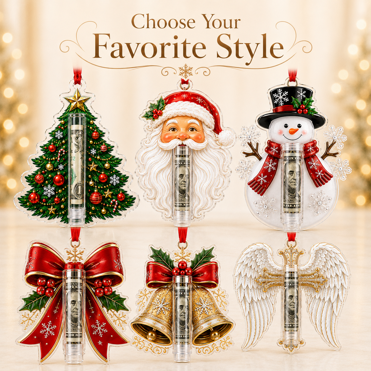 🎁💵 Last Day70% OFF Christmas Cash Holder Ornament — Turn Cash Into a Christmas Surprise