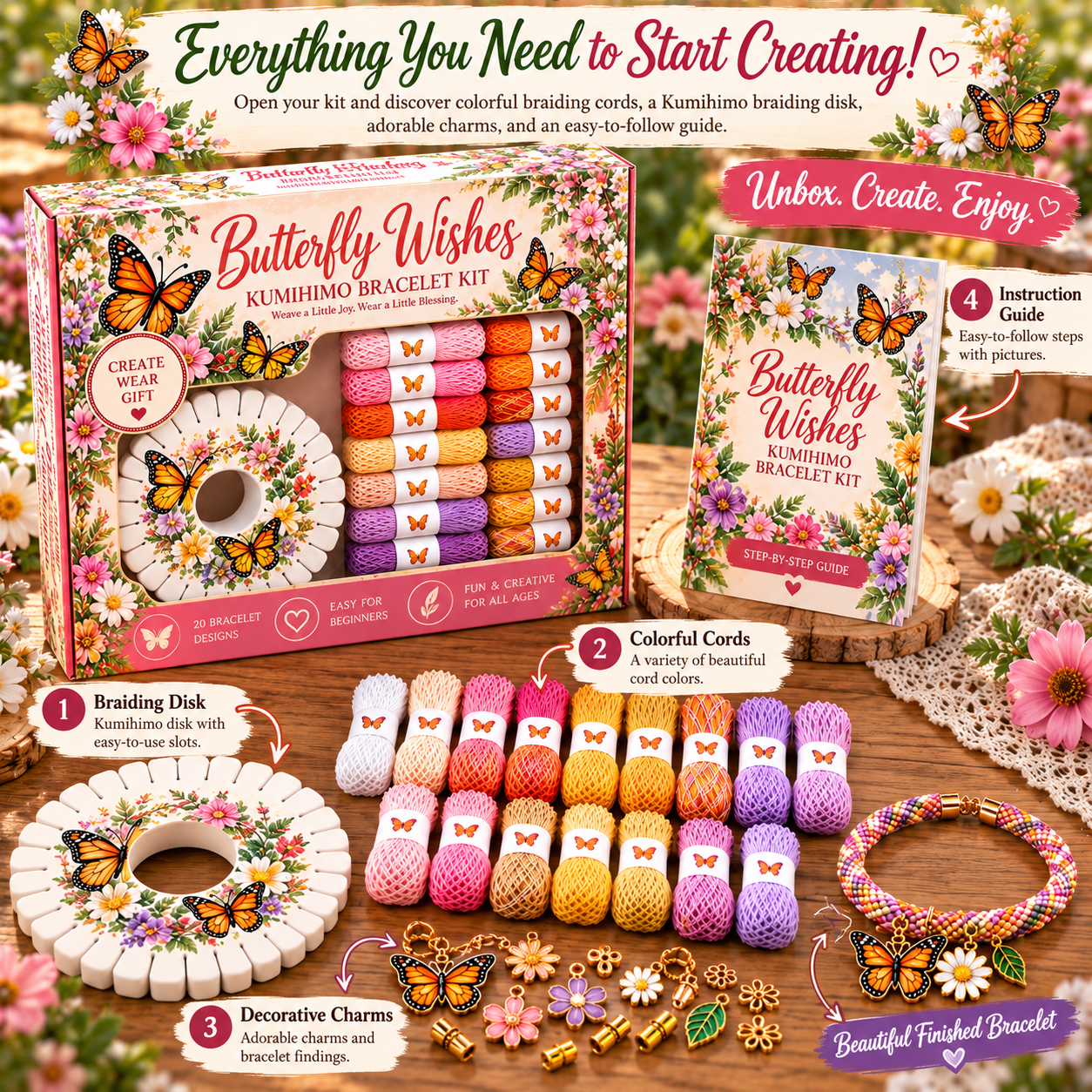 Kumihimo bracelet making kit materials and accessories