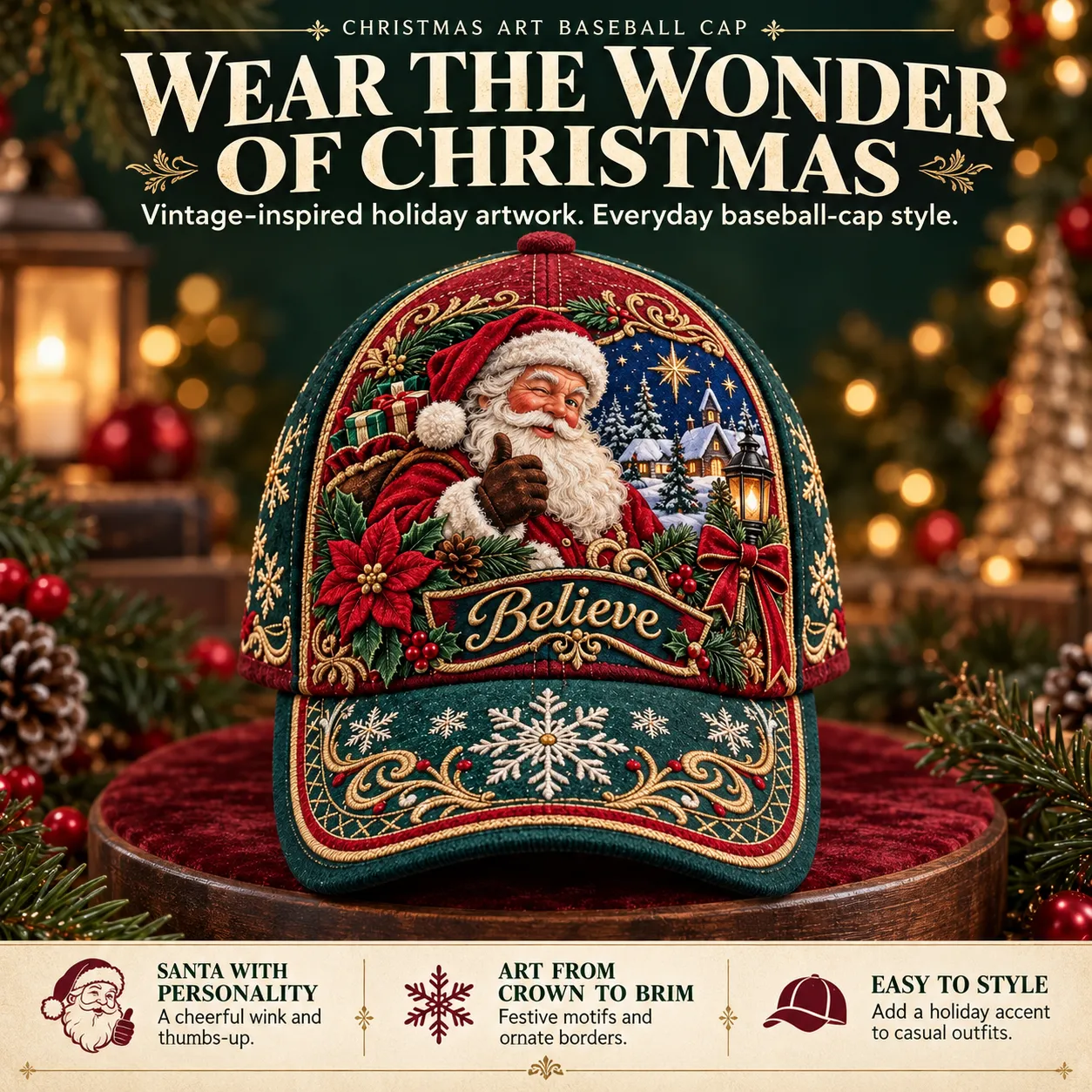 ⏳ Last Day 70% OFF – 🧢🎄 Premium Christmas Embroidered Baseball Cap | Festive Design, Adjustable Fit & Holiday Comfort