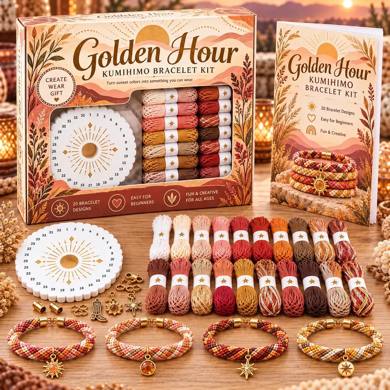 ✨Beginners Friendily🌸Cottage Garden Kumihimo Bracelet Making Kit – DIY Braided Friendship Bracelets & Creative Gift Set