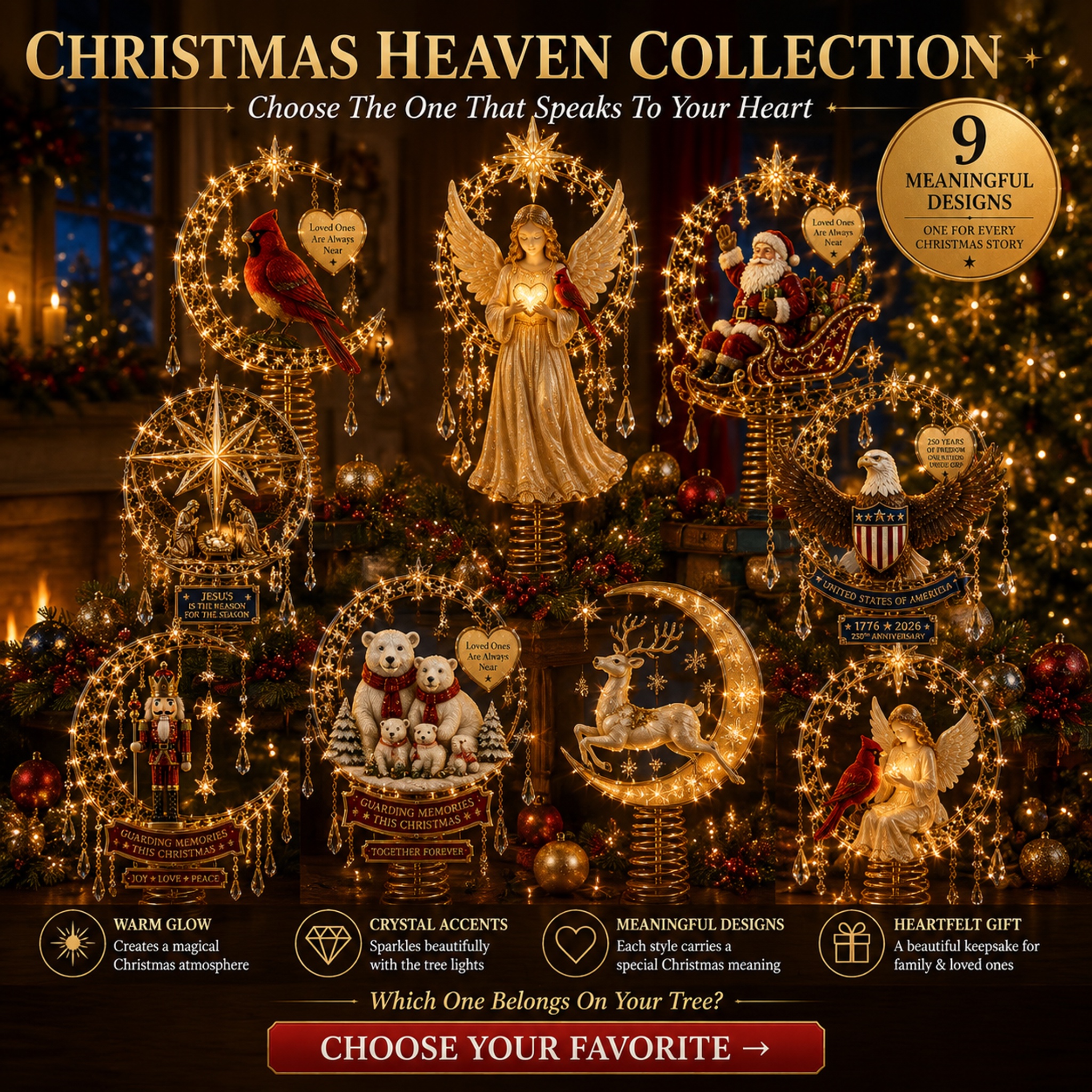 🔥Last Day 70% OFF✨ Angel’s Christmas Moon™ Lighted Angel Tree Topper