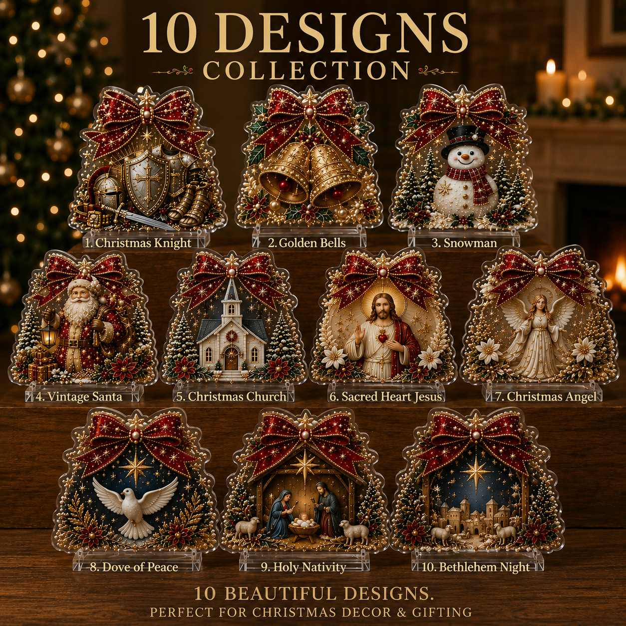 🎁 Last Day70% OFF--Christmas Bow Crystal Diamond Painting DIY Table Decor Kit