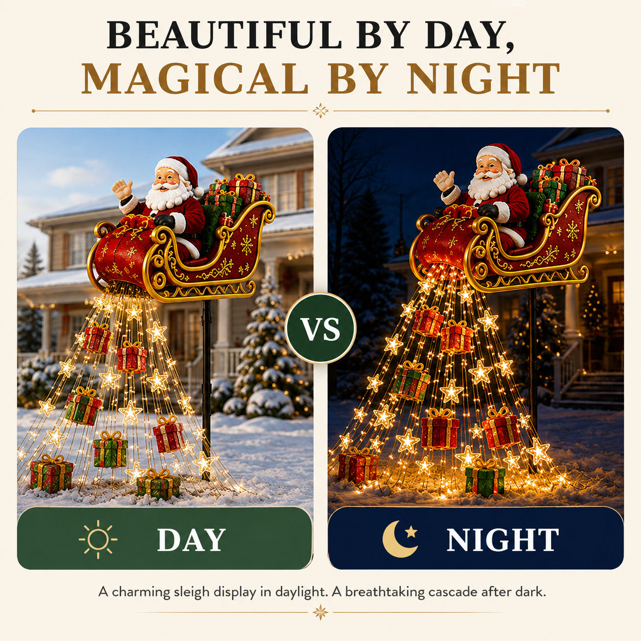 🎁 Last Day49% OFF-🎅✨ 2026 New Santa’s Flying Sleigh Gift Cascade – Solar Christmas Garden Light