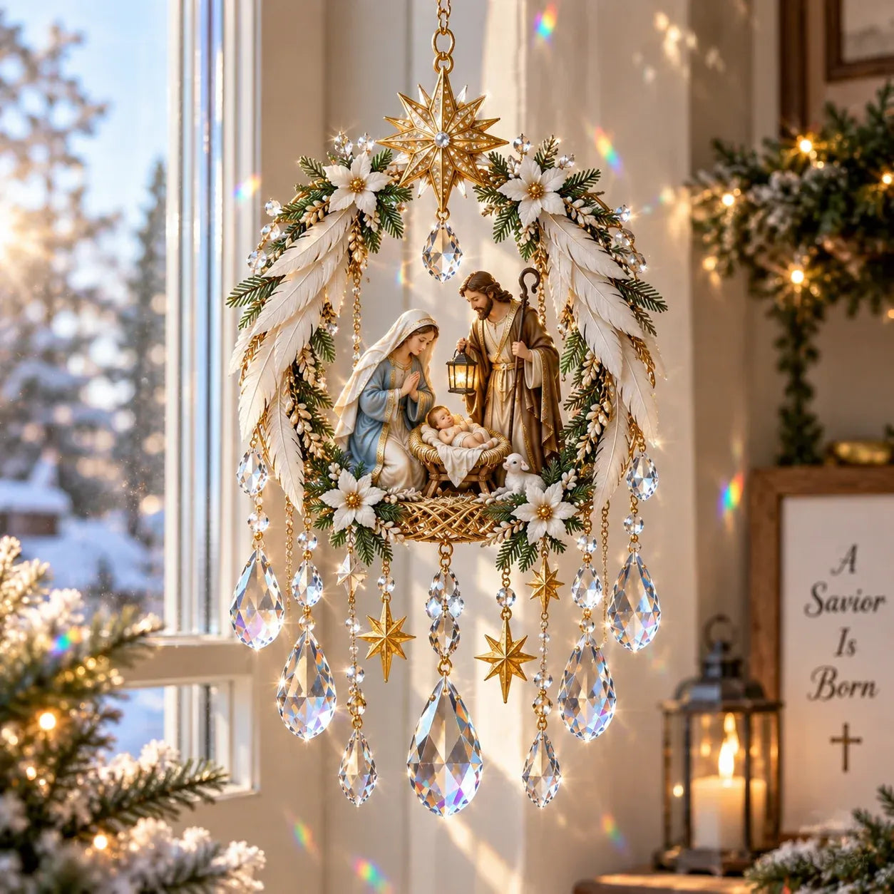 ✝️ Last Day 70% OFF – Christian Crystal Suncatcher | 5 Faith-Inspired Window Designs with Cascading Rainbow Crystals ✨