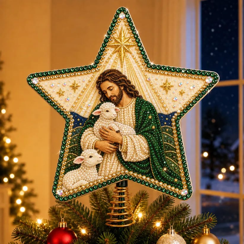 ⭐ Pearl Diamond Art Christmas Tree Topper Kit
