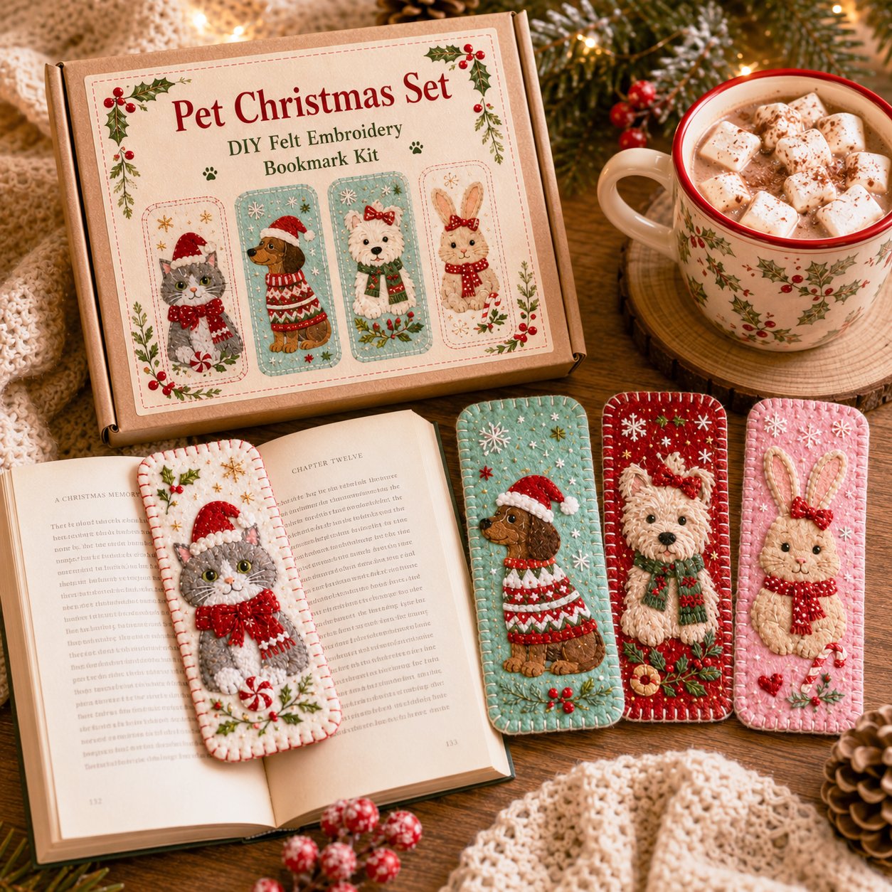 🎄 🔥 Last Day70% OFF-DIY Felt Embroidery Bookmark Kit(4PCS)