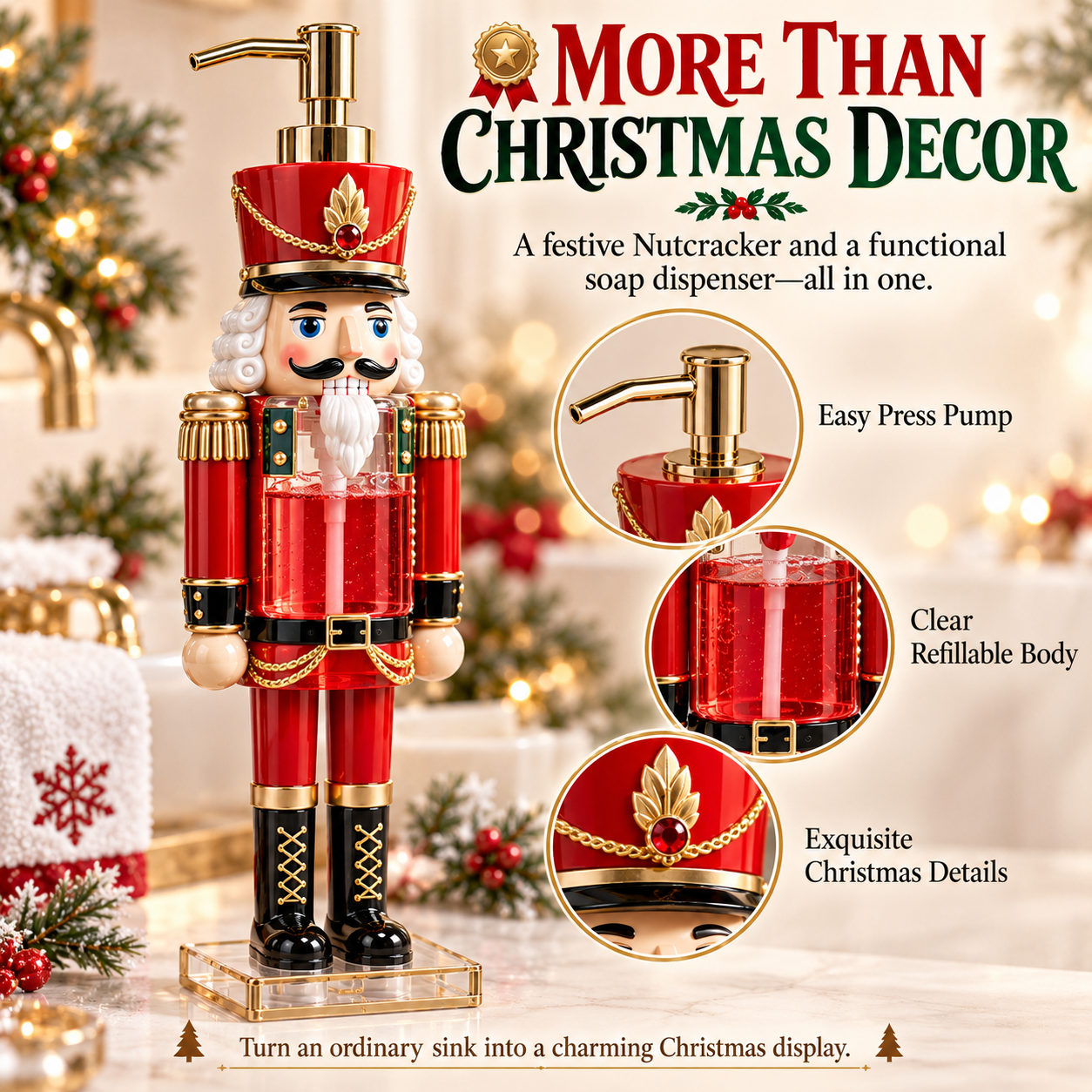 🎄 Christmas Nutcracker Soap Dispenser