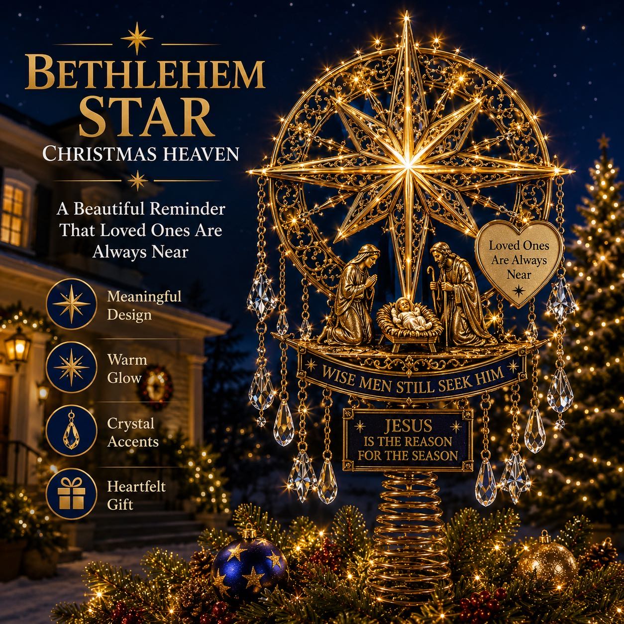 🔥Last Day 49% OFF✨ Angel’s Christmas Moon™ Lighted Angel Tree Topper
