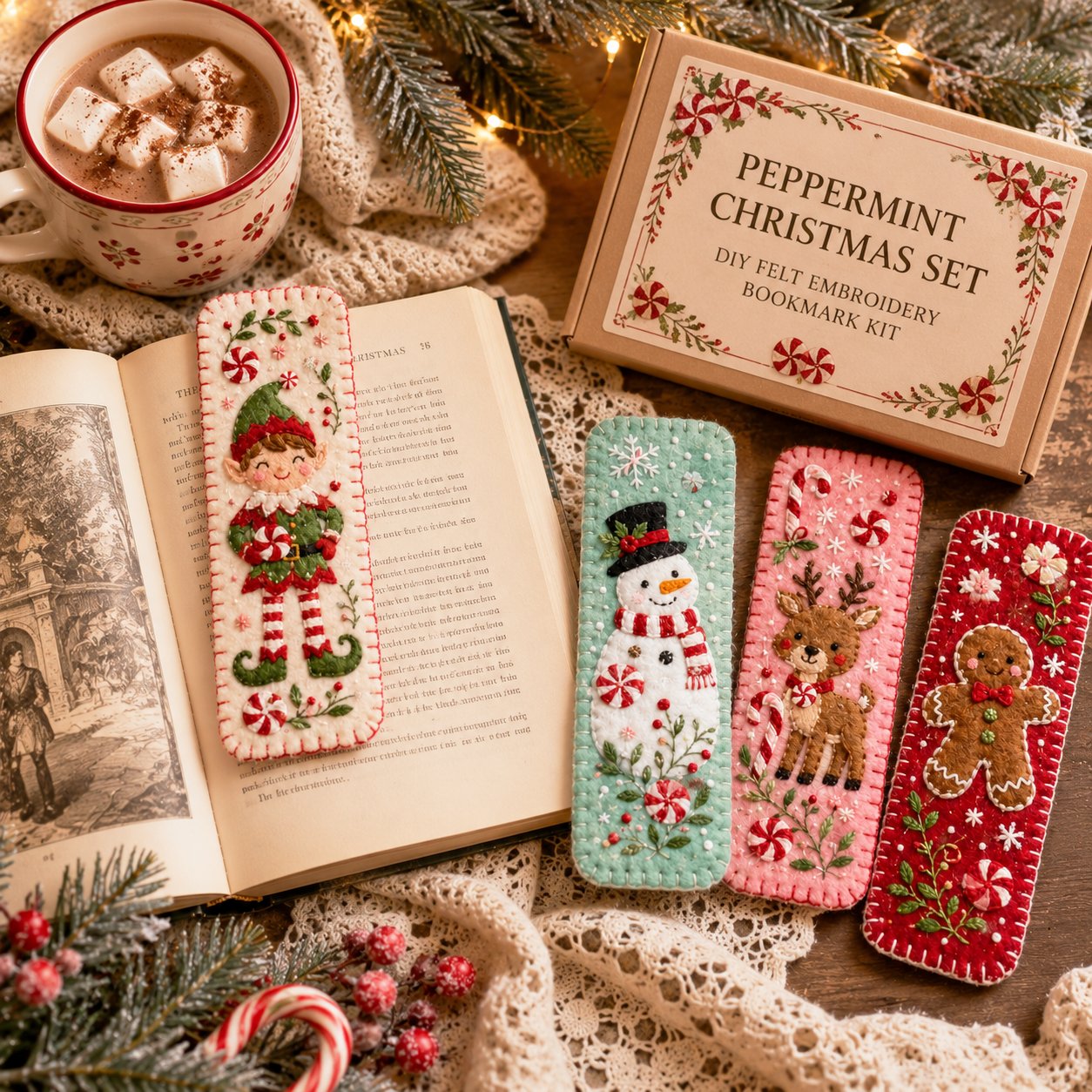 🎄 🔥 Last Day70% OFF-DIY Felt Embroidery Bookmark Kit(4PCS)