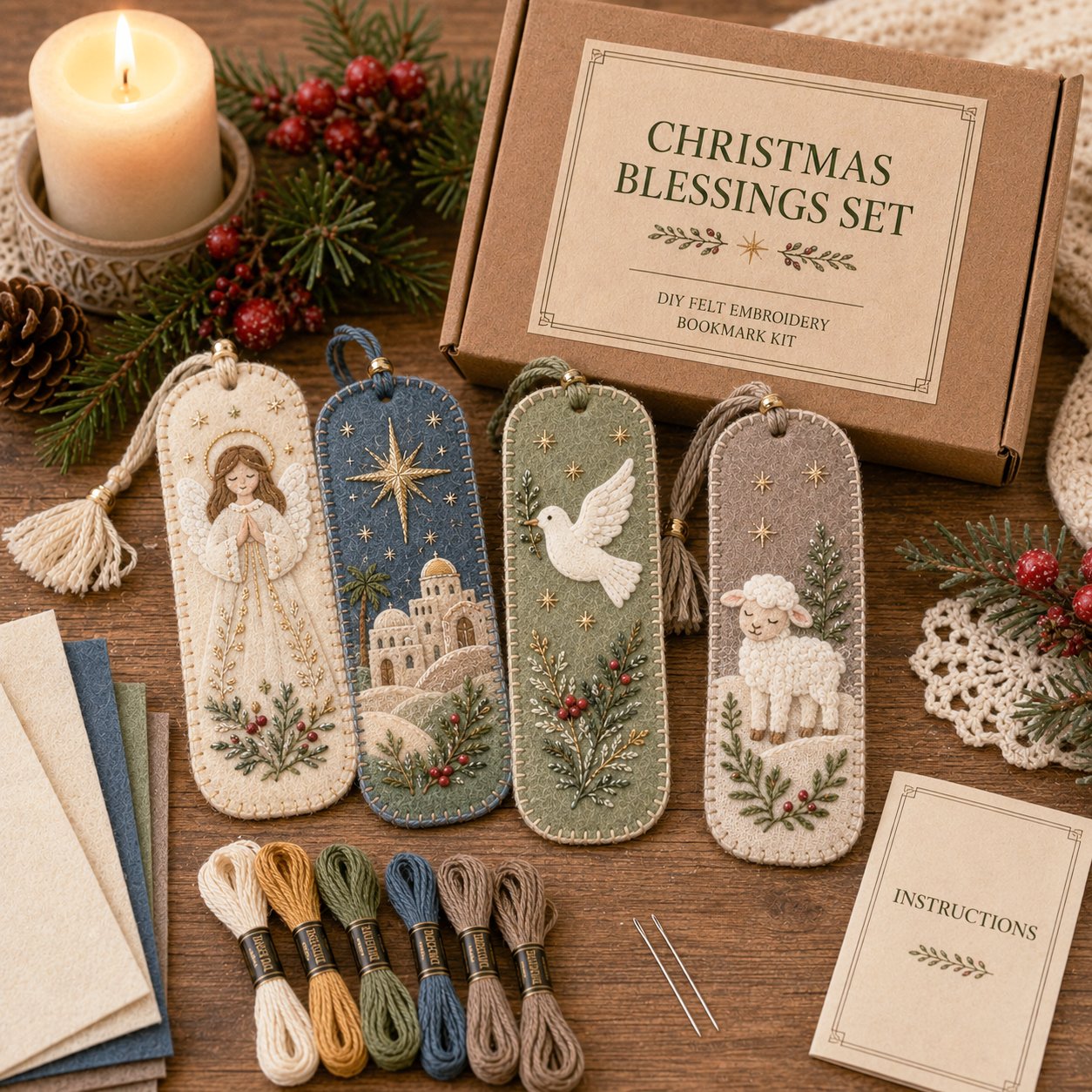 🎄 🔥 Last Day70% OFF-DIY Felt Embroidery Bookmark Kit(4PCS)