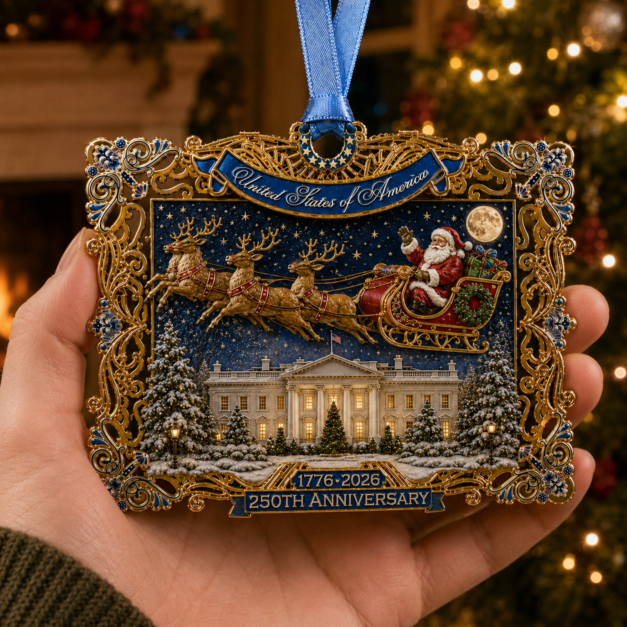 ❤️Last Day70% OFF-250th Anniversary Christmas Ornament 2026 – USA Heritage Santa Sleigh Collectible | Limited-Edition Patriotic Holiday Tree Decor