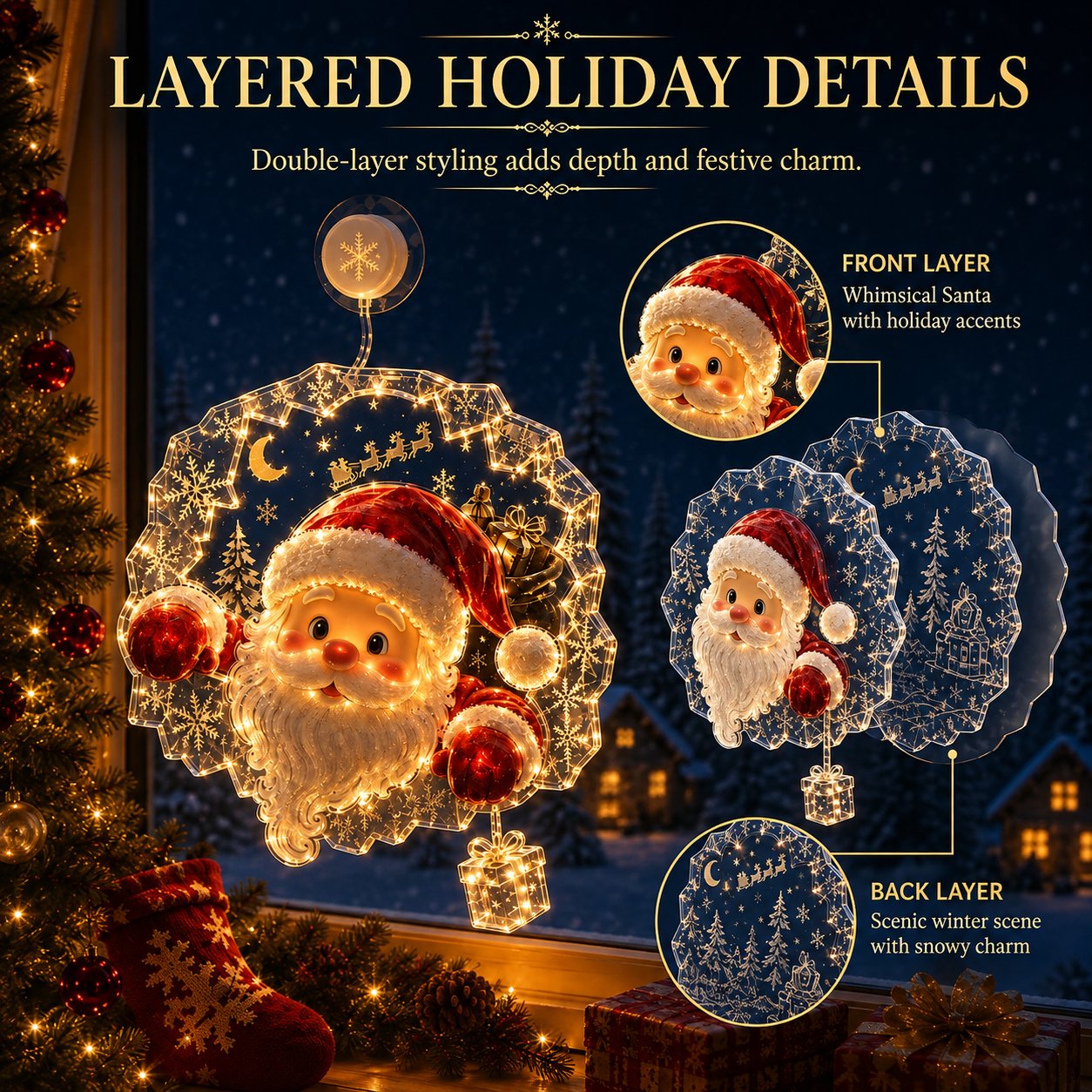 🎄 Weihnachts-Fensterlicht mit Saugnapf