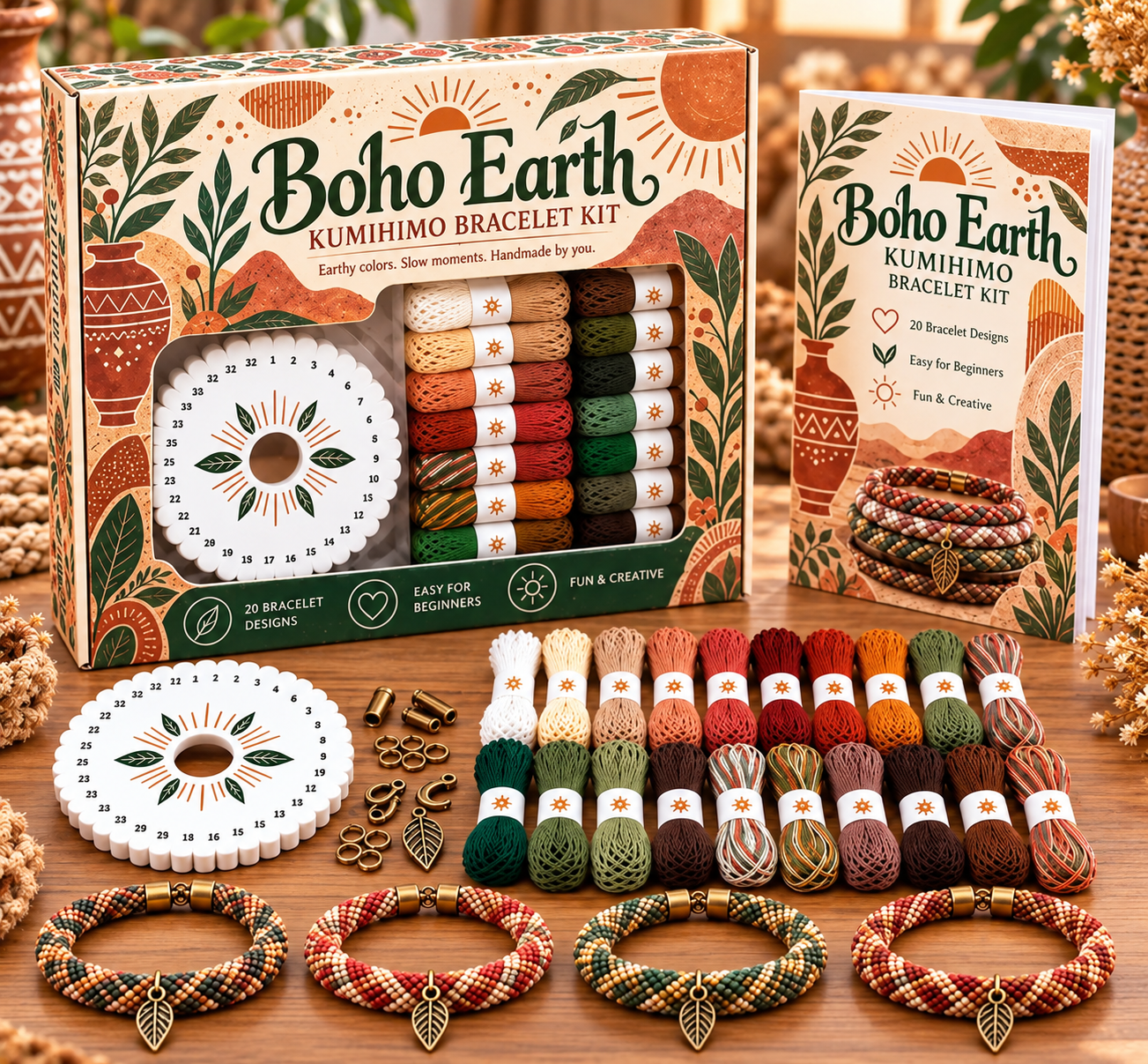 ✨Beginners Friendily🌸Cottage Garden Kumihimo Bracelet Making Kit – DIY Braided Friendship Bracelets & Creative Gift Set