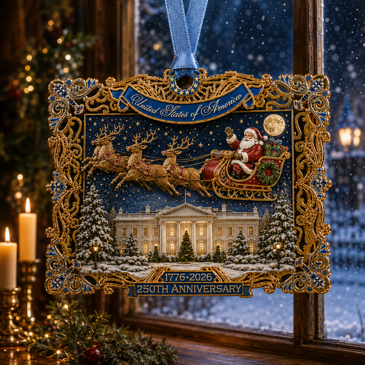 ❤️Last Day70% OFF-250th Anniversary Christmas Ornament 2026 – USA Heritage Santa Sleigh Collectible | Limited-Edition Patriotic Holiday Tree Decor