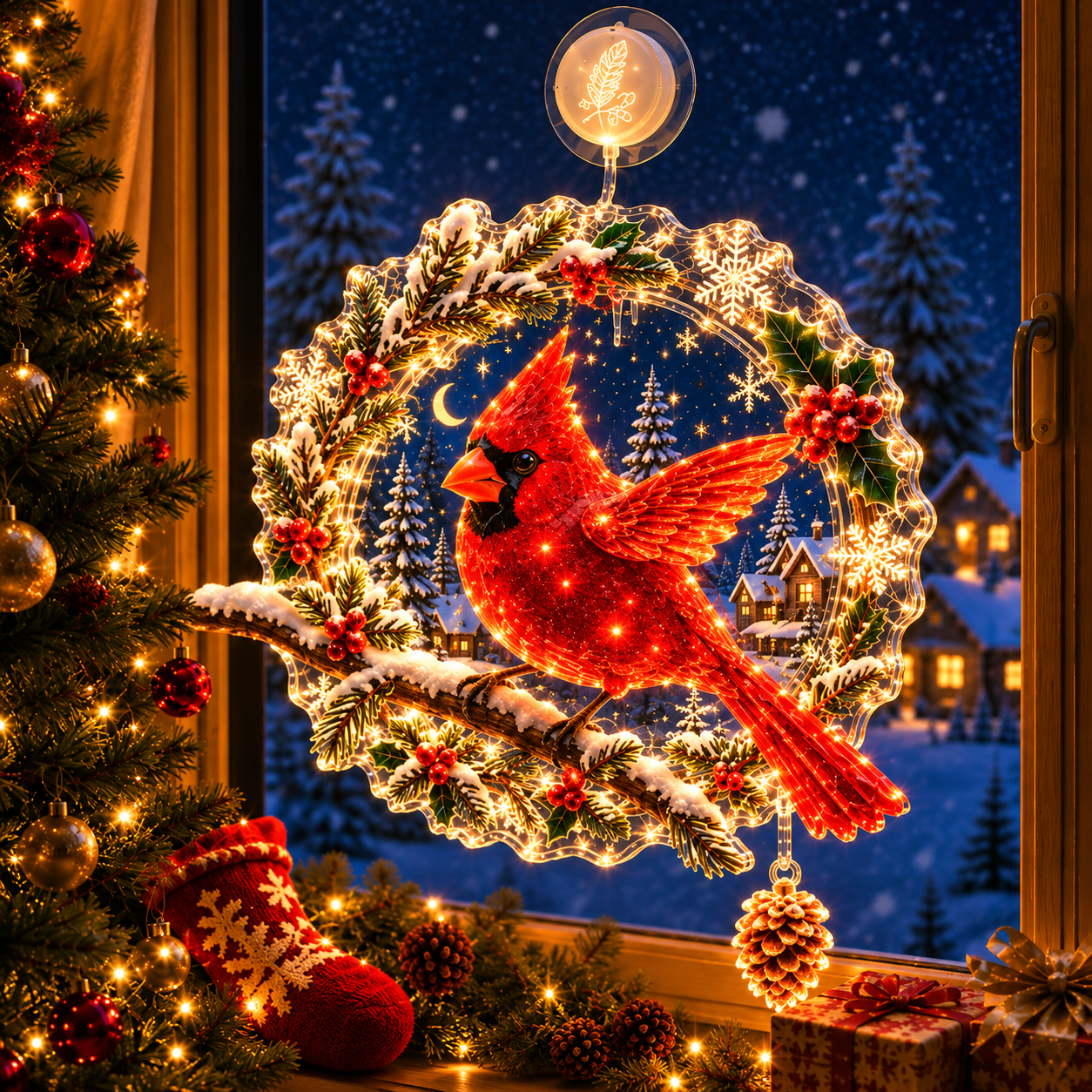 🎄 Weihnachts-Fensterlicht mit Saugnapf