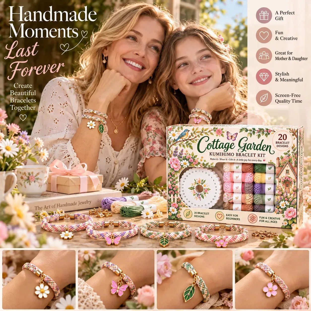 ✨Beginners Friendily🌸Cottage Garden Kumihimo Bracelet Making Kit – DIY Braided Friendship Bracelets & Creative Gift Set