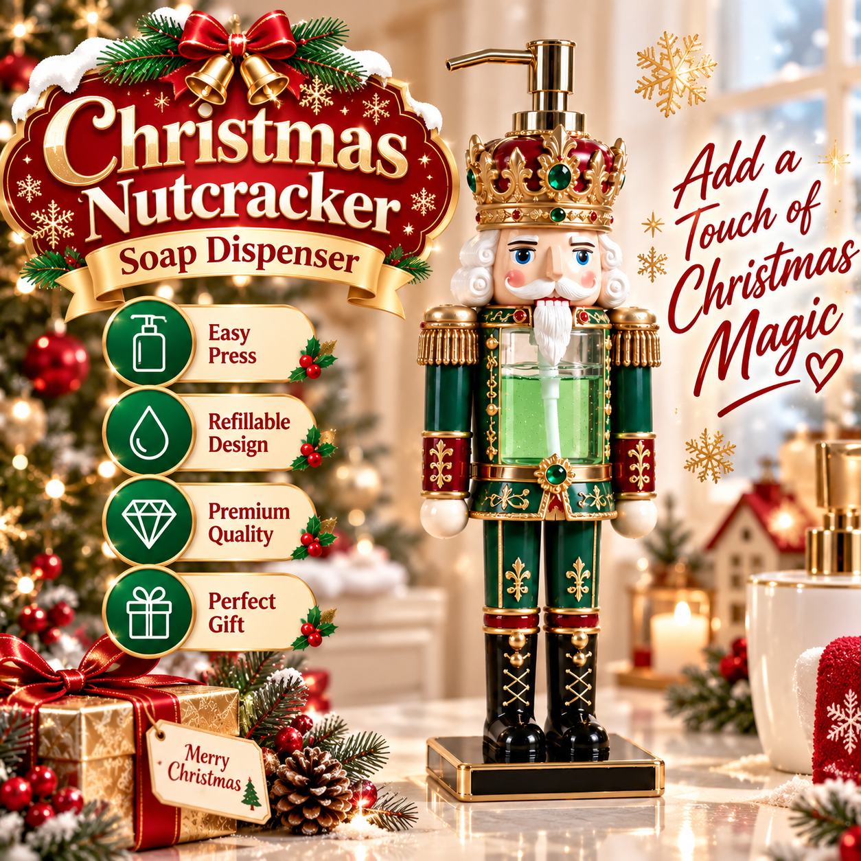 🎄 Christmas Nutcracker Soap Dispenser