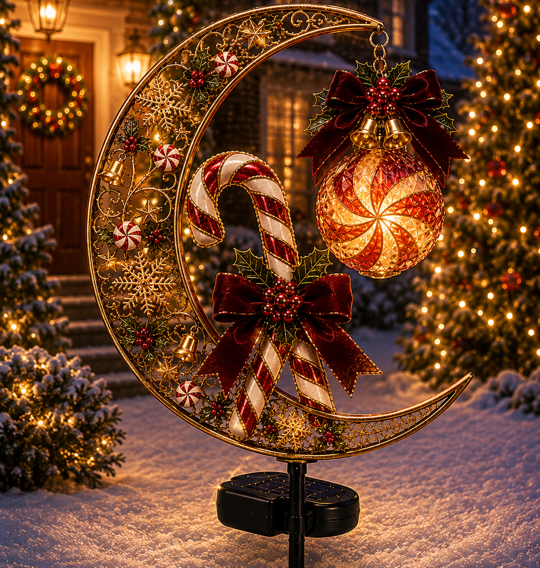 🔥LAST DAY 70% OFF  -Solar Christmas Crescent Garden Light 🎄✨
