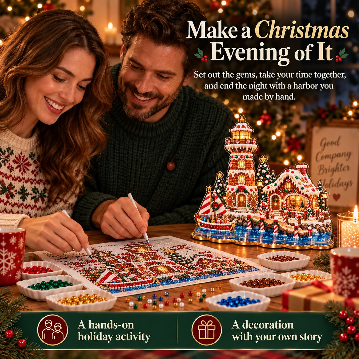 🎄 LAST DAY 70% OFF – Premium 2D Pearl Christmas Lighthouse Diamond Painting Art Kit | Luxury Flocked Canvas with Scratch-Resistant Non-Fading Pearl Beads DIY Holiday Decor 🎅⛄️❄️