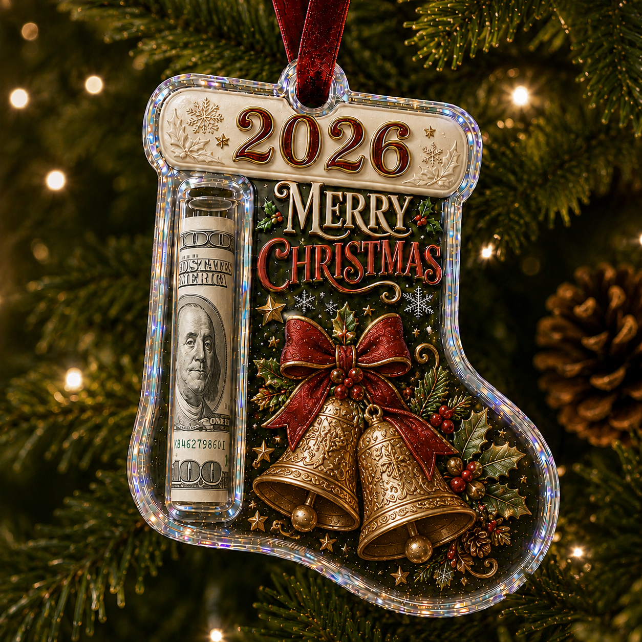 🎁 Last Day70% OFF-Cash Clip Christmas Tree Ornament – Novelty Holiday Money Gift Clip | 10 Festive Styles