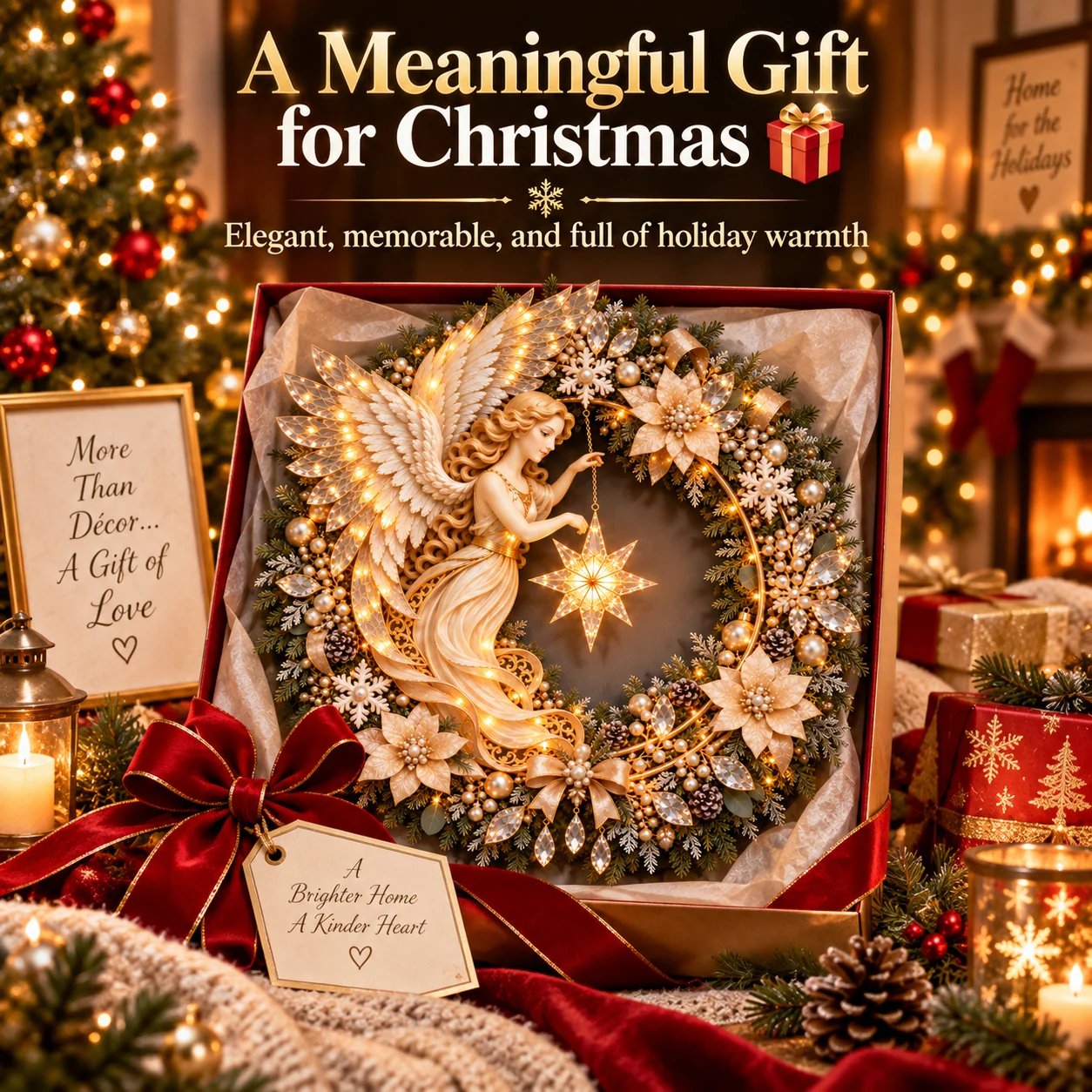 Simple hanging and positioning guide for angel Christmas wreath