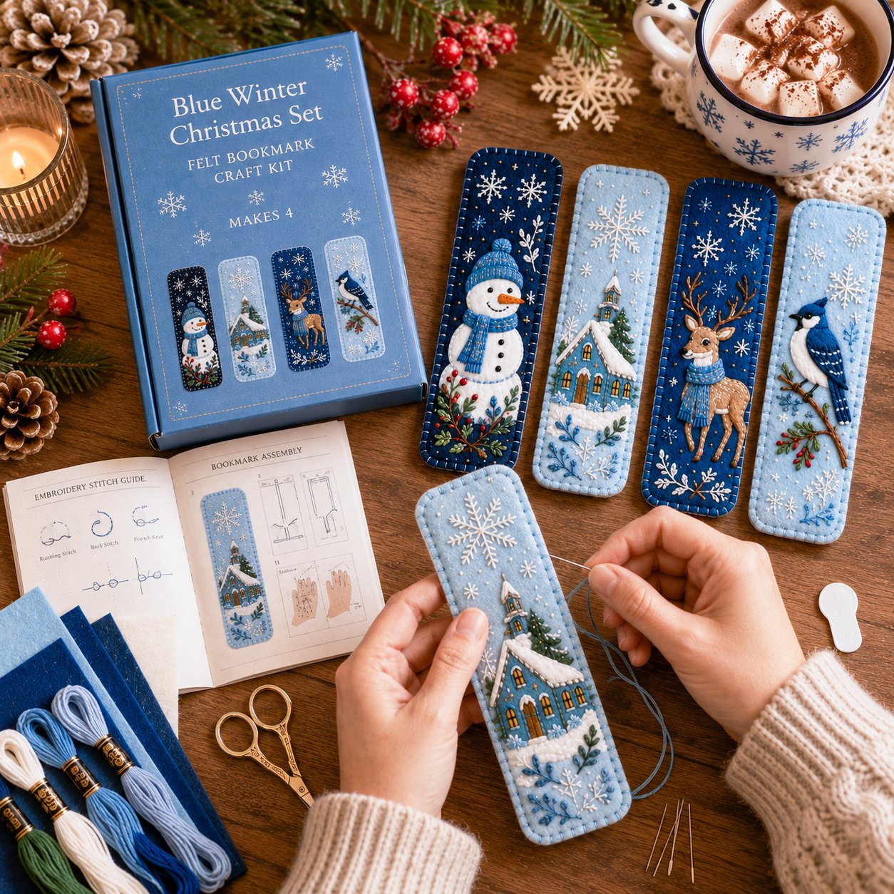 🎄 🔥 Last Day70% OFF-DIY Felt Embroidery Bookmark Kit(4PCS)