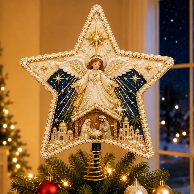 ⭐ Pearl Diamond Art Christmas Tree Topper Kit