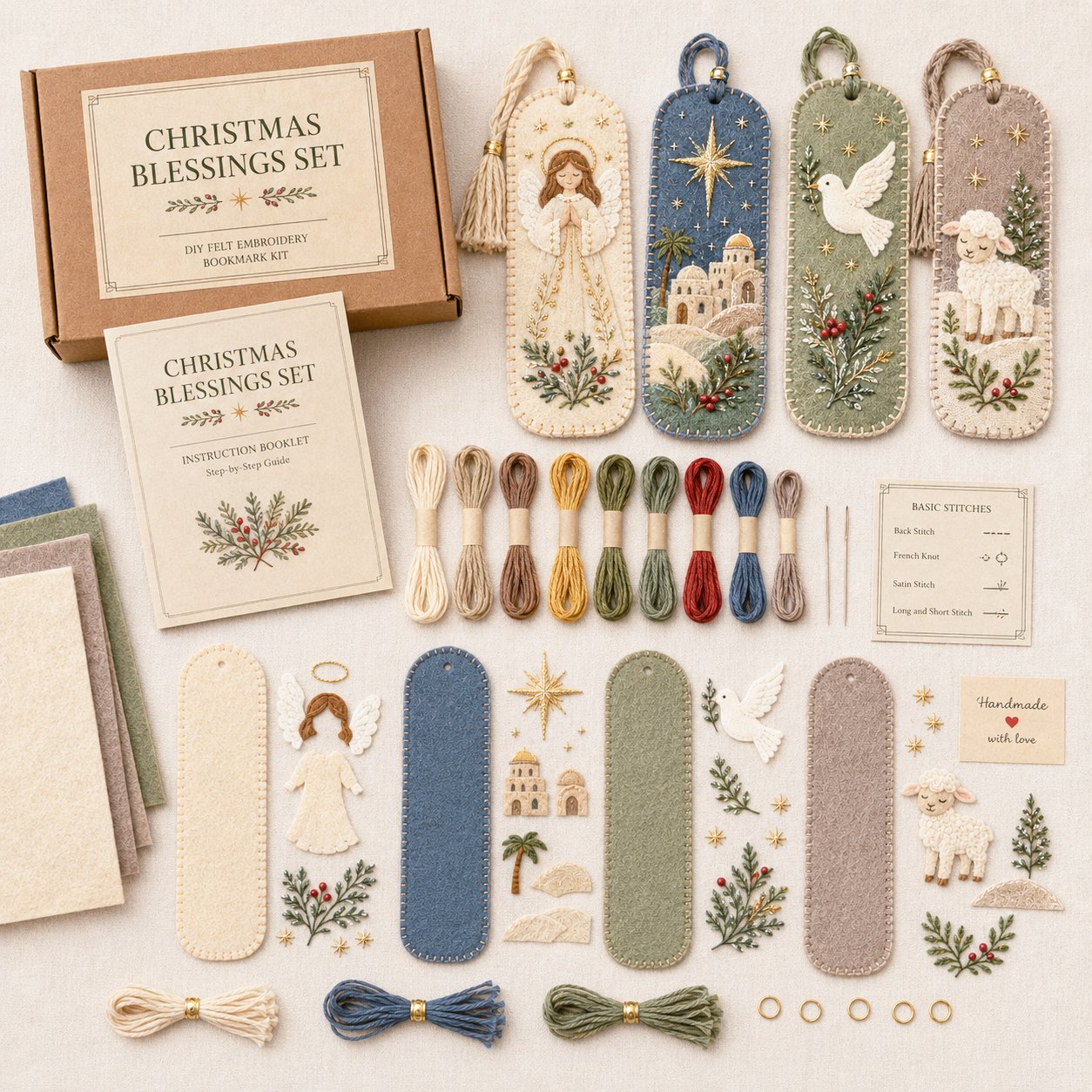 🎄 🔥 Last Day70% OFF-DIY Felt Embroidery Bookmark Kit(4PCS)
