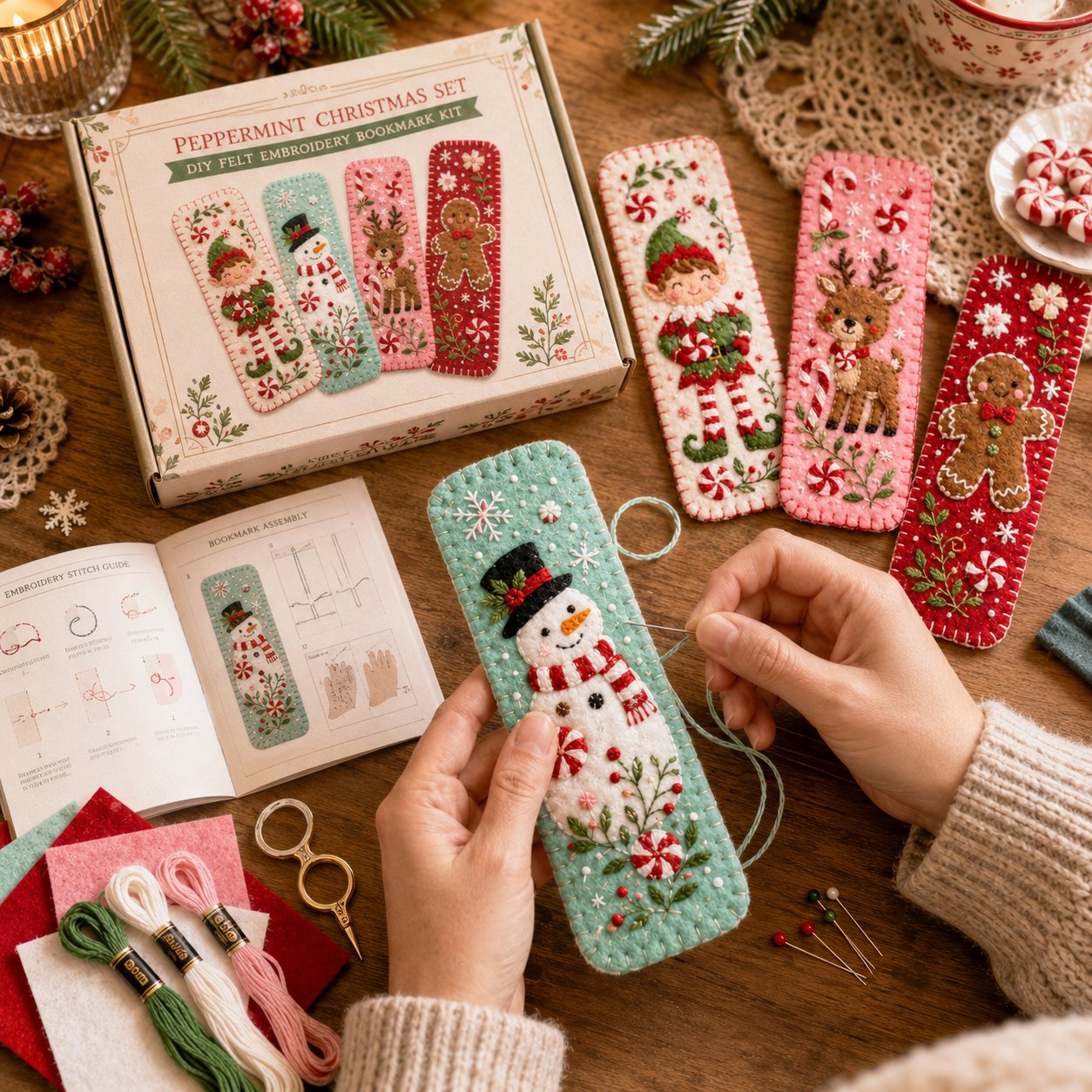 🎄 🔥 Last Day70% OFF-DIY Felt Embroidery Bookmark Kit(4PCS)